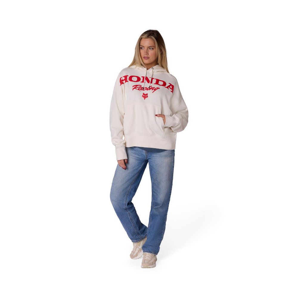FOX W HONDA Fleece PO Hoodie Kapuzen Pullover für Frauen Off weiss