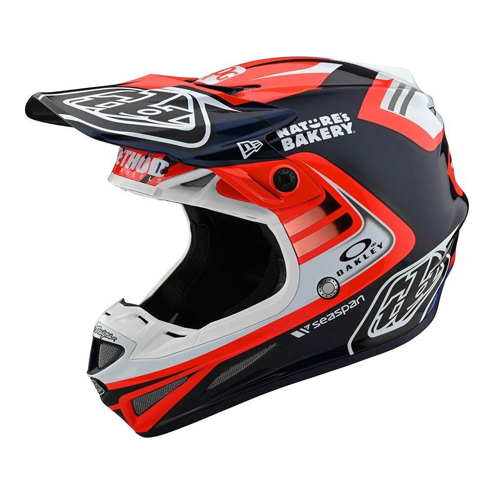 TROY LEE DESIGNS SE4 Carbon Flash Motocross Helm blau rot