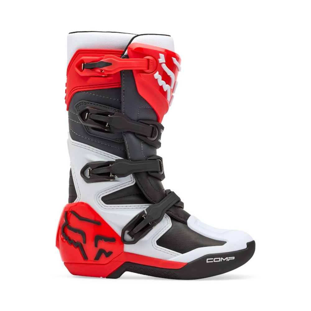 FOX YOUTH COMP BOOT Motocross Stiefel für Kinder Weiss/Neon Rot