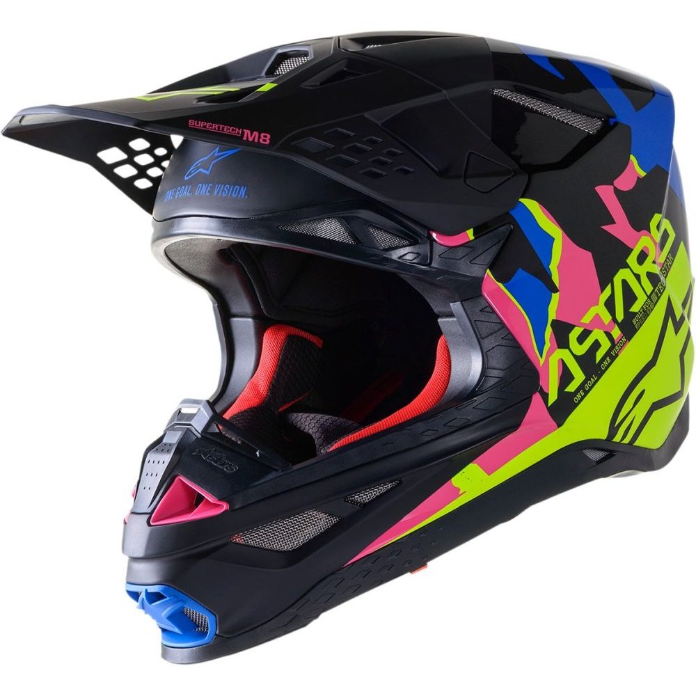 ALPINESTARS SM8 Echo Motocross Helm schwarz blau gelb