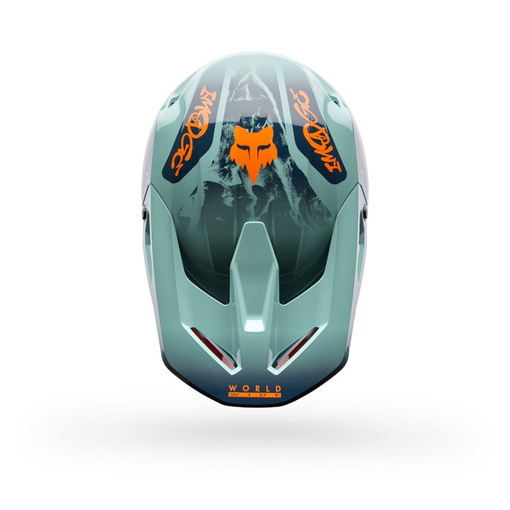 FOX V1 IMAGE PRINT Motocross Helm Dark Blau
