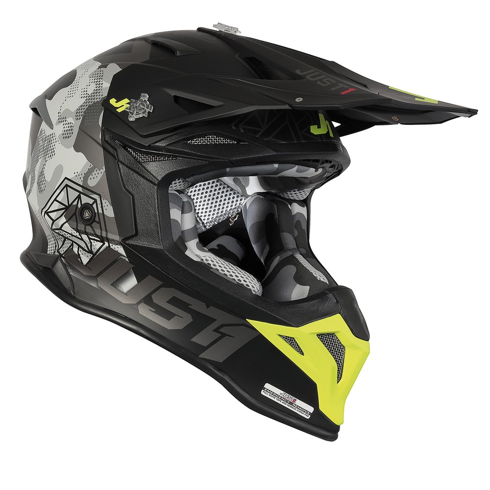JUST1 J39 Kinetic Motocross Helm grau camo schwarz