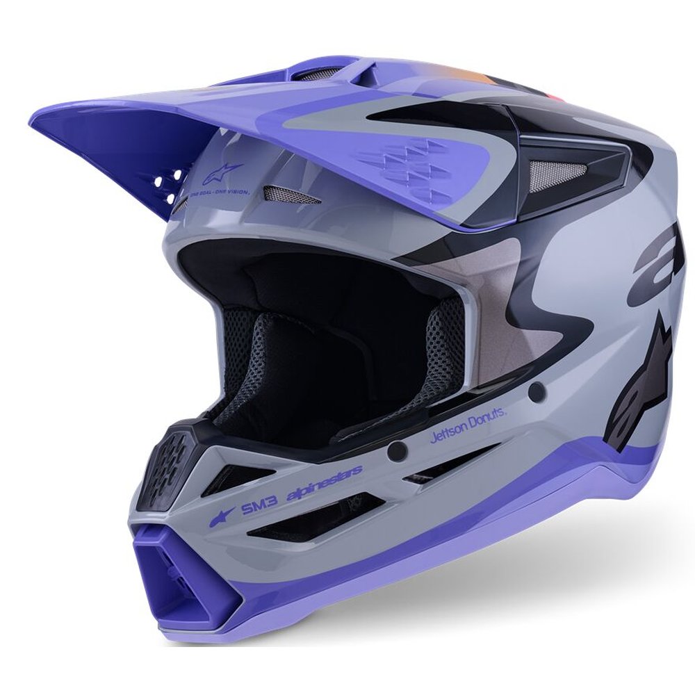 ALPINESTARS Supertech M3 Youth Kinder Motocross Helm Jettson grau/lila/schwarz gelb
