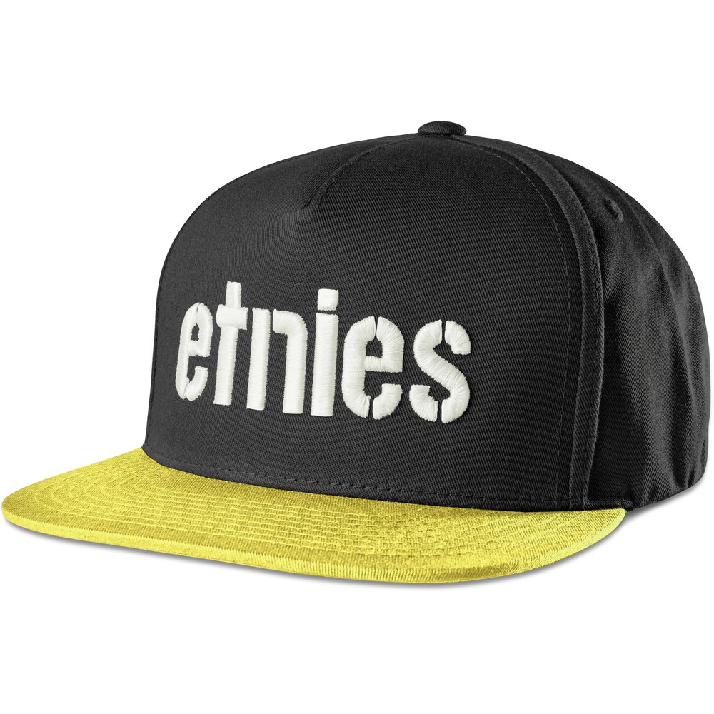 ETNIES Corp Snapback Kappe Cap schwarz weiss gelb