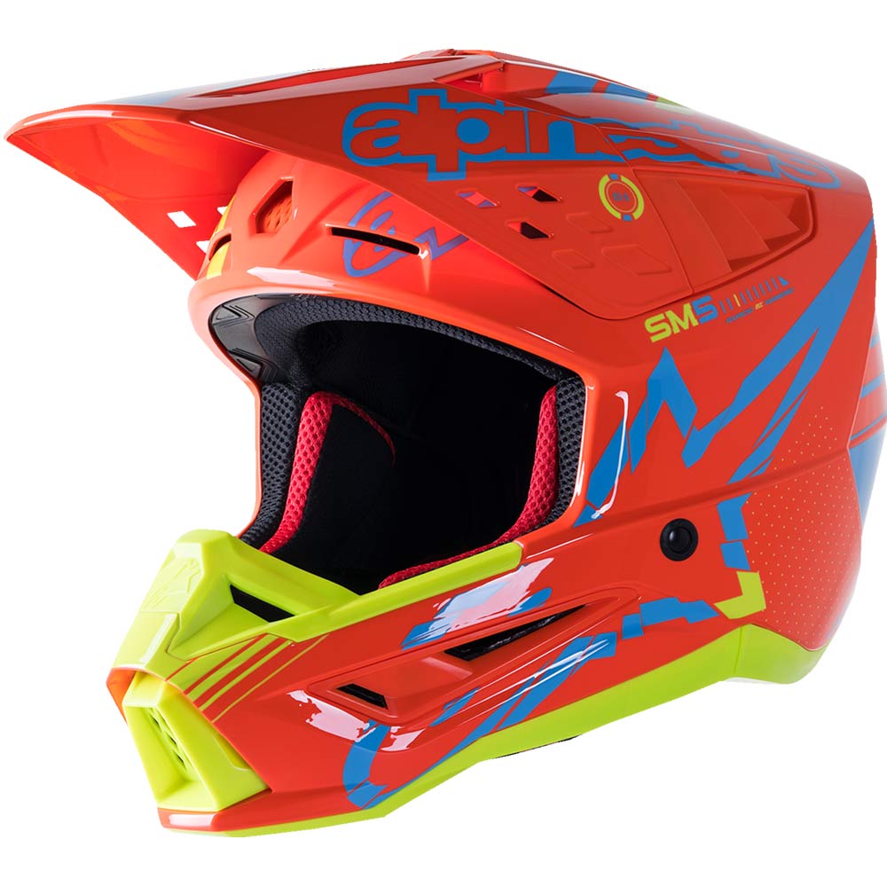 ALPINESTARS Supertech M5 Action 2 Motocross Helm orange cyan gelb