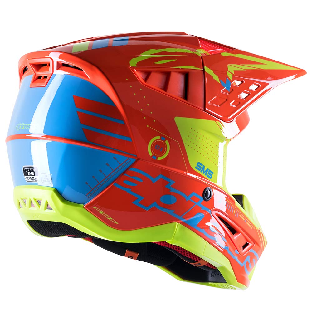 ALPINESTARS Supertech M5 Action 2 Motocross Helm orange cyan gelb