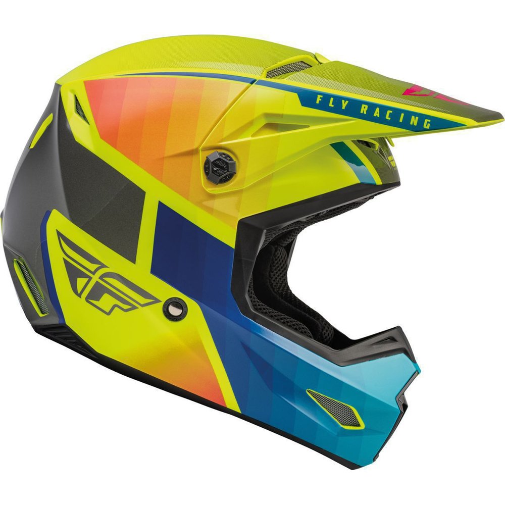 FLY Kinetic Drift Kinder Motocross Helm blau gelb grau