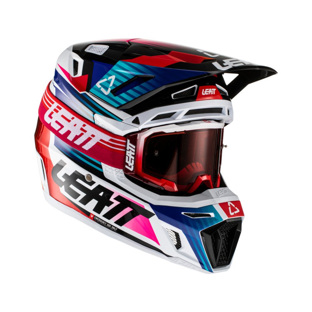 LEATT 8.5 V22 Motocross Helm inkl. MX MTB Brille Aqua/Royal blau-weiss-schwarz