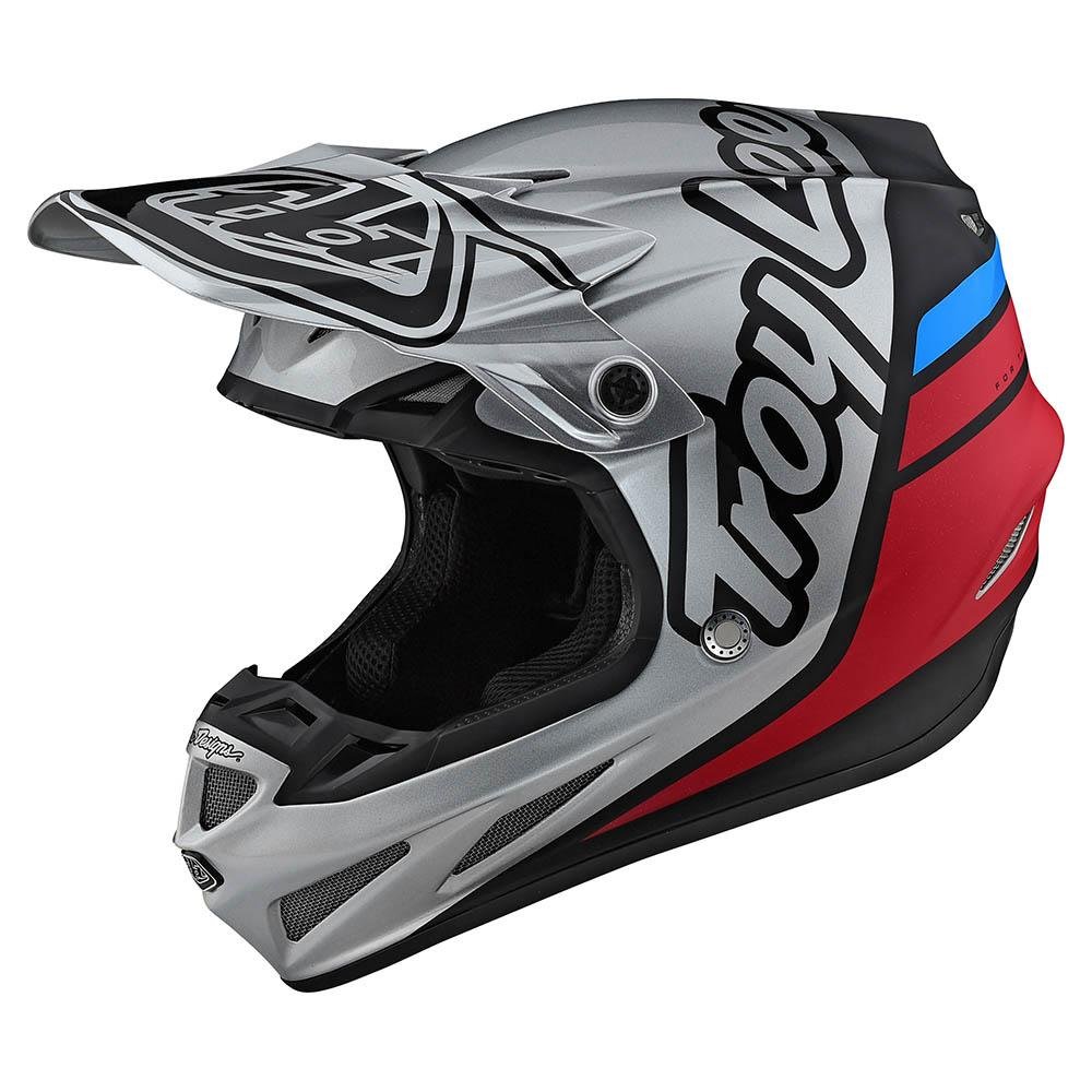 TROY LEE DESIGNS SE4 Silhouette Motocross Helm silber schwarz