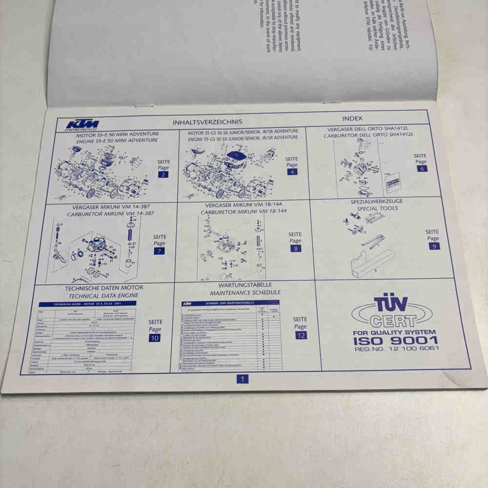 KTM 50 Mini Adventure SX Junior/Senior JR/SR Adventure 2001 320819 ETK Ersatzteilkatalog gebraucht