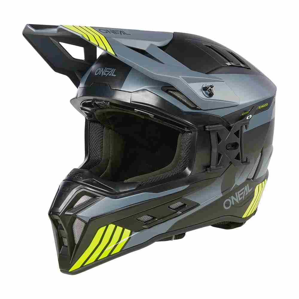 ONEAL EX-SRS Hitch Motocross Helm schwarz grau neon gelb