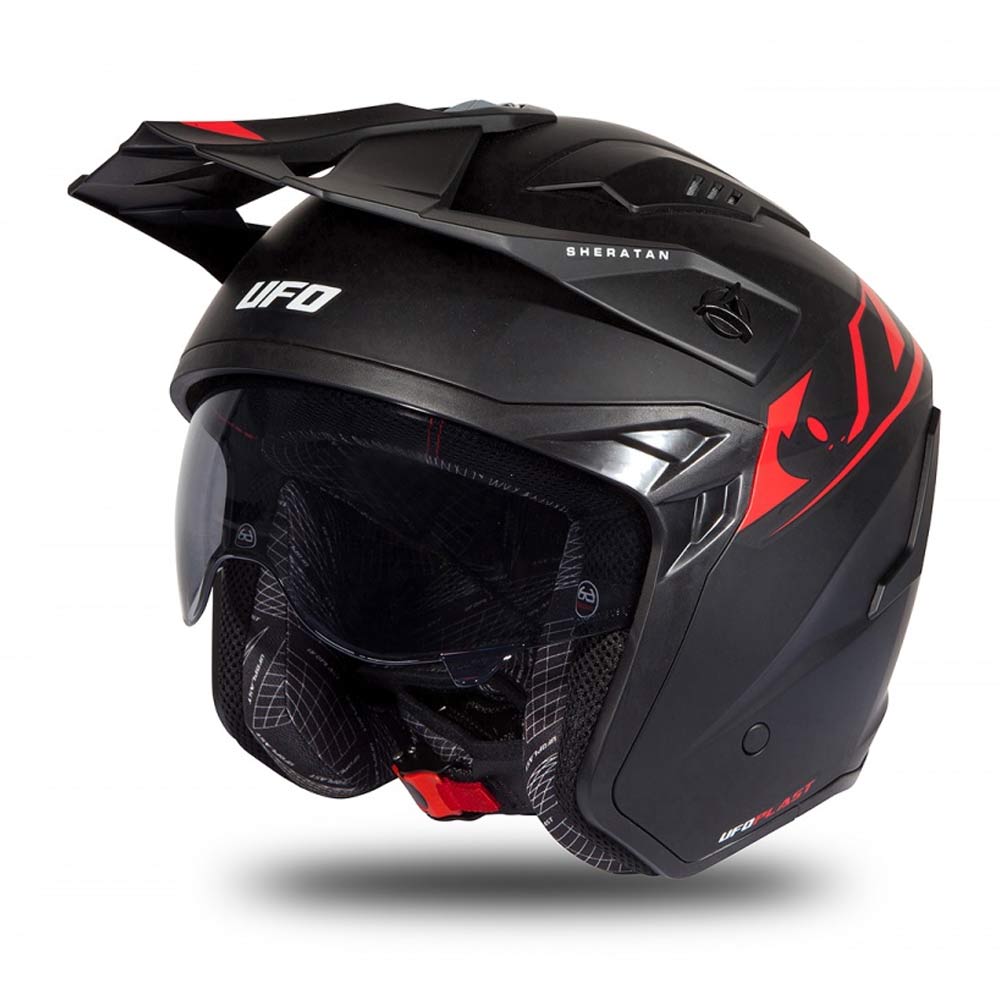 UFO Sheratan Trail Jet Helm schwarz rot matt