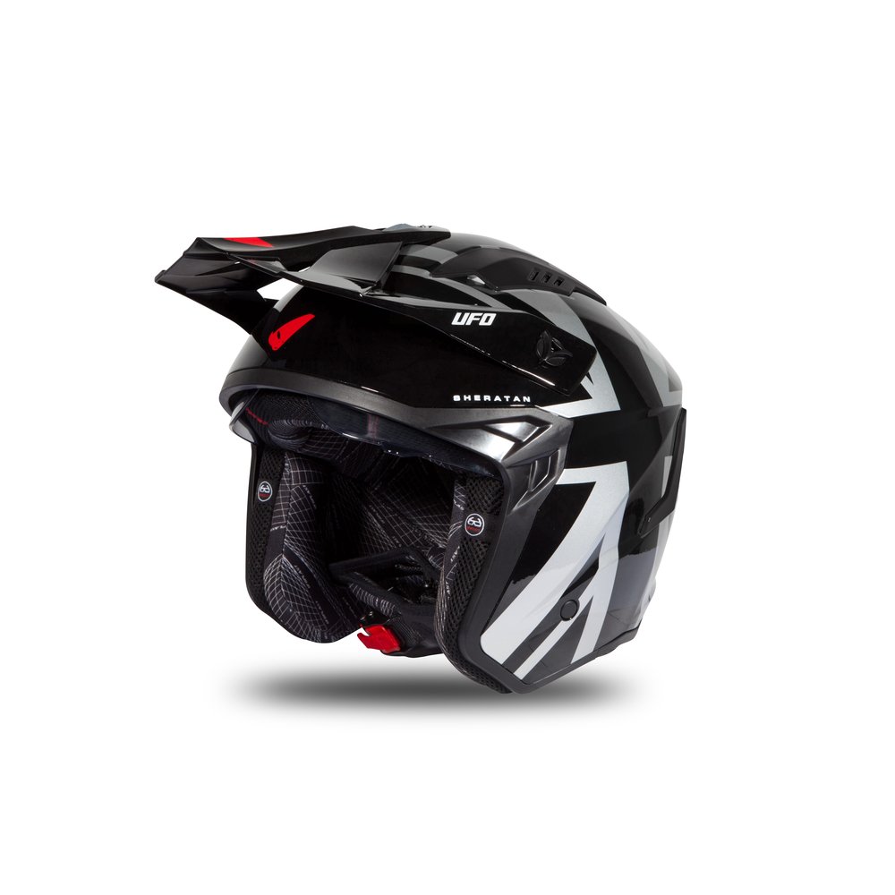 UFO Sheratan Trail Jet Helm schwarz grau rot glossy