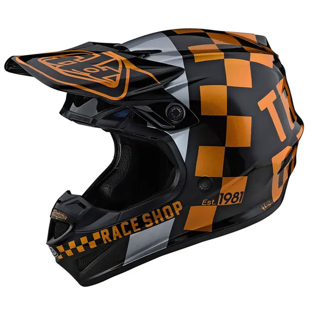 TROY LEE DESIGNS SE4 Polyacrylite Motocross Helm Checker schwarz gold TROY LEE DESIGNS SE4 Polyacrylite Motocross Helm Checker schwarz gold