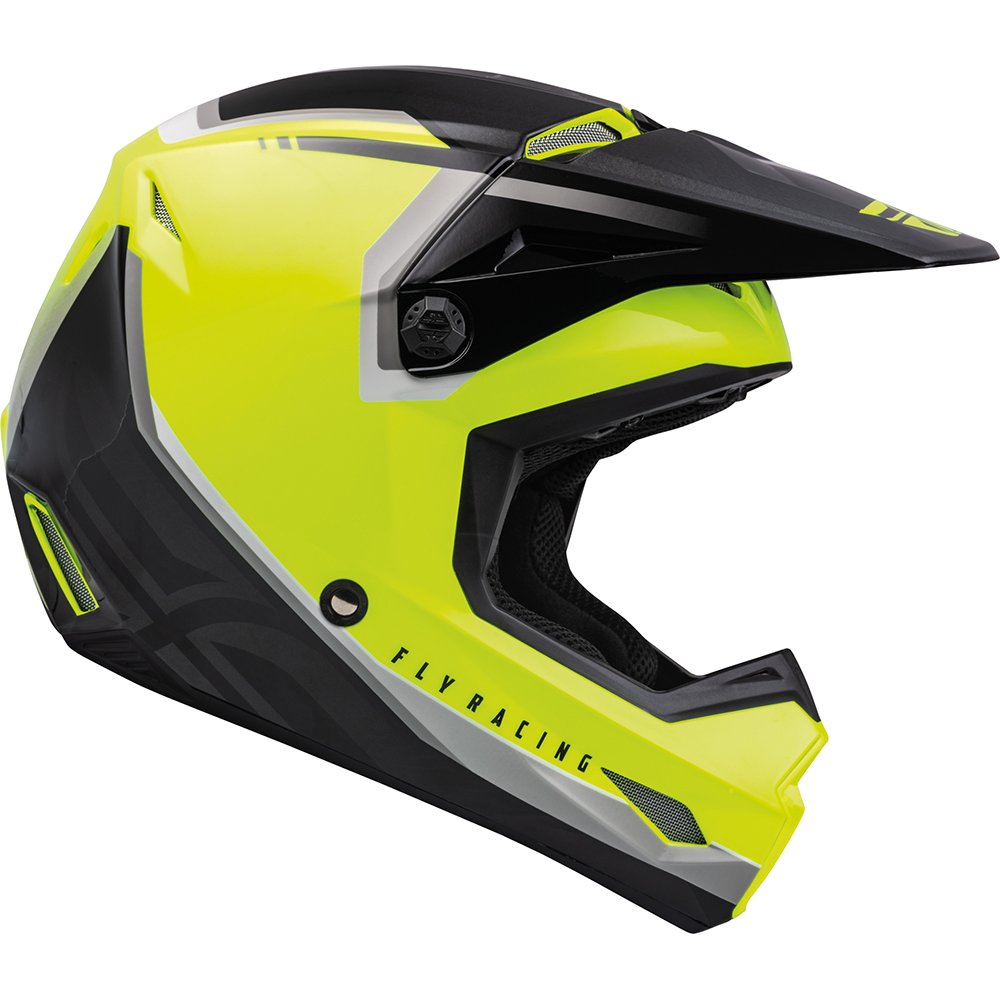 FLY Kinetic Vision Kinder Motocross Helm gelb schwarz