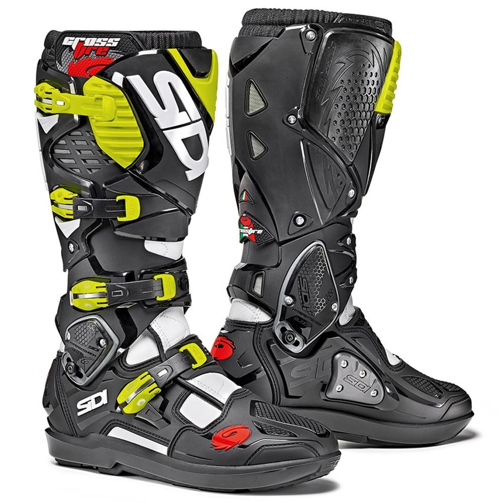 SIDI Crossfire 3 SRS Motocross Stiefel weiss schwarz neongelb