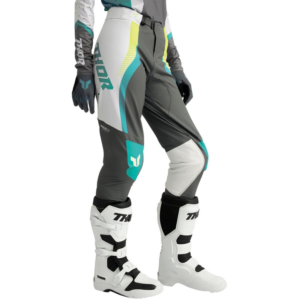 THOR Sportmode Velocity Frauen Motocross Hose grau/Aqua blau