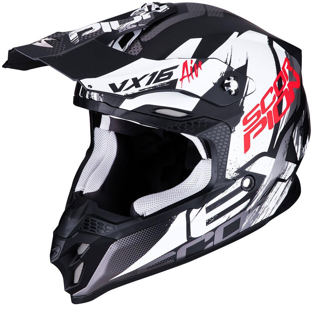 SCORPION VX-16 Albion Motocross Helm schwarz weiss
