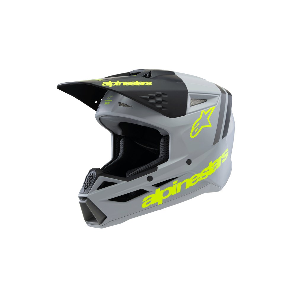 ALPINESTARS Supertech M3 Radium Youth Monster Kinder Motocross Helm grau schwarz gelb ALPINESTARS Supertech M3 Radium Youth Monster Kinder Motocross Helm grau schwarz gelb