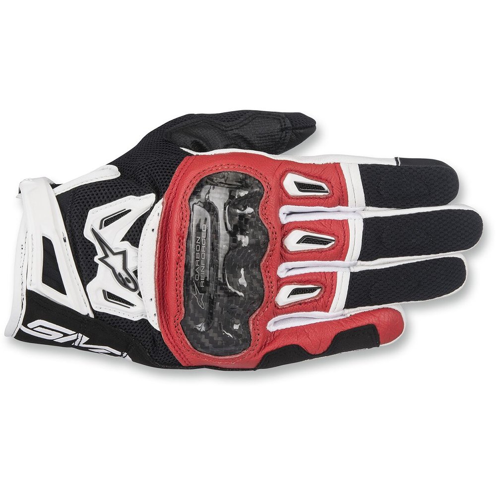 ALPINESTARS SMX-2 Air Carbon V2 Motorrad Leder-Handschuhe schwarz rot weiss ALPINESTARS SMX-2 Air Carbon V2 Motorrad Leder-Handschuhe schwarz rot weiss