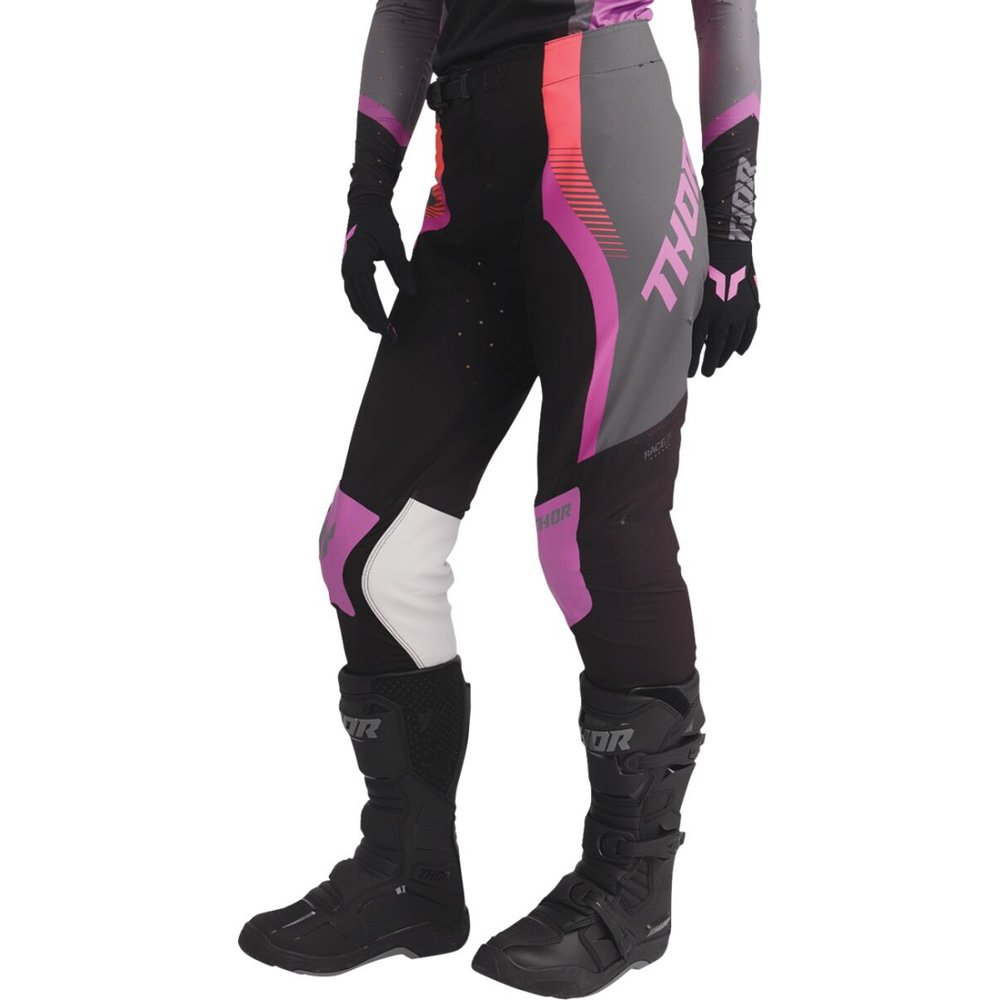 THOR Sportmode Velocity Frauen Motocross Hose schwarz/pink/dunkel grau