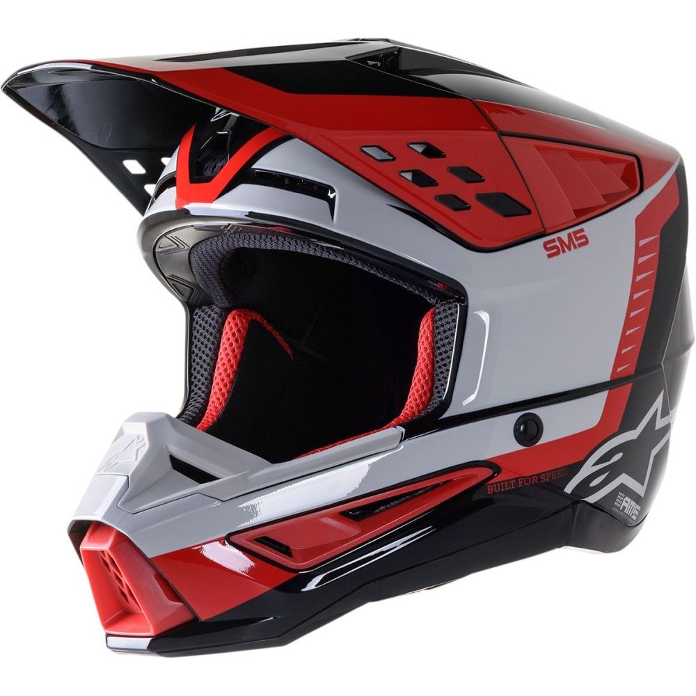 ALPINESTARS SM5 Beam Motocross Helm schwarz grau rot