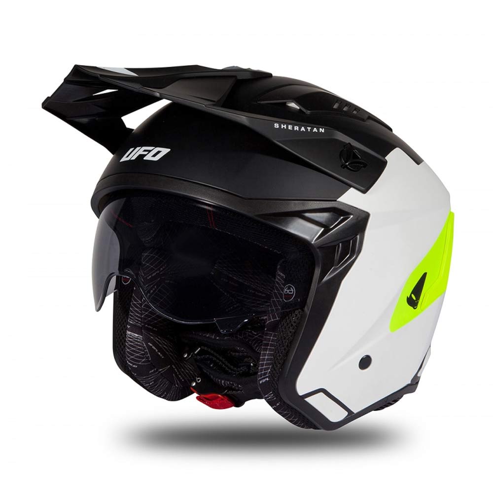 UFO Sheratan Trail Jet Helm weiss schwarz neon gelb matt