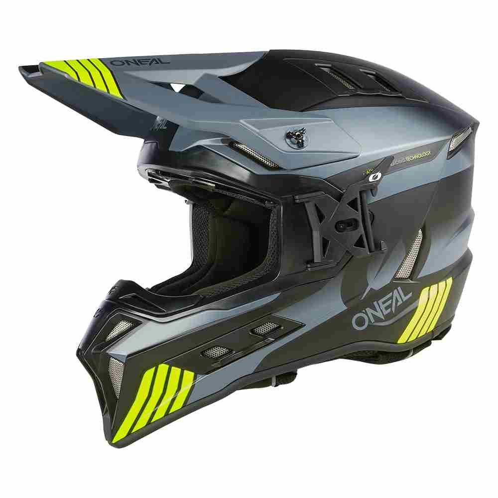 ONEAL EX-SRS Hitch Motocross Helm schwarz grau neon gelb