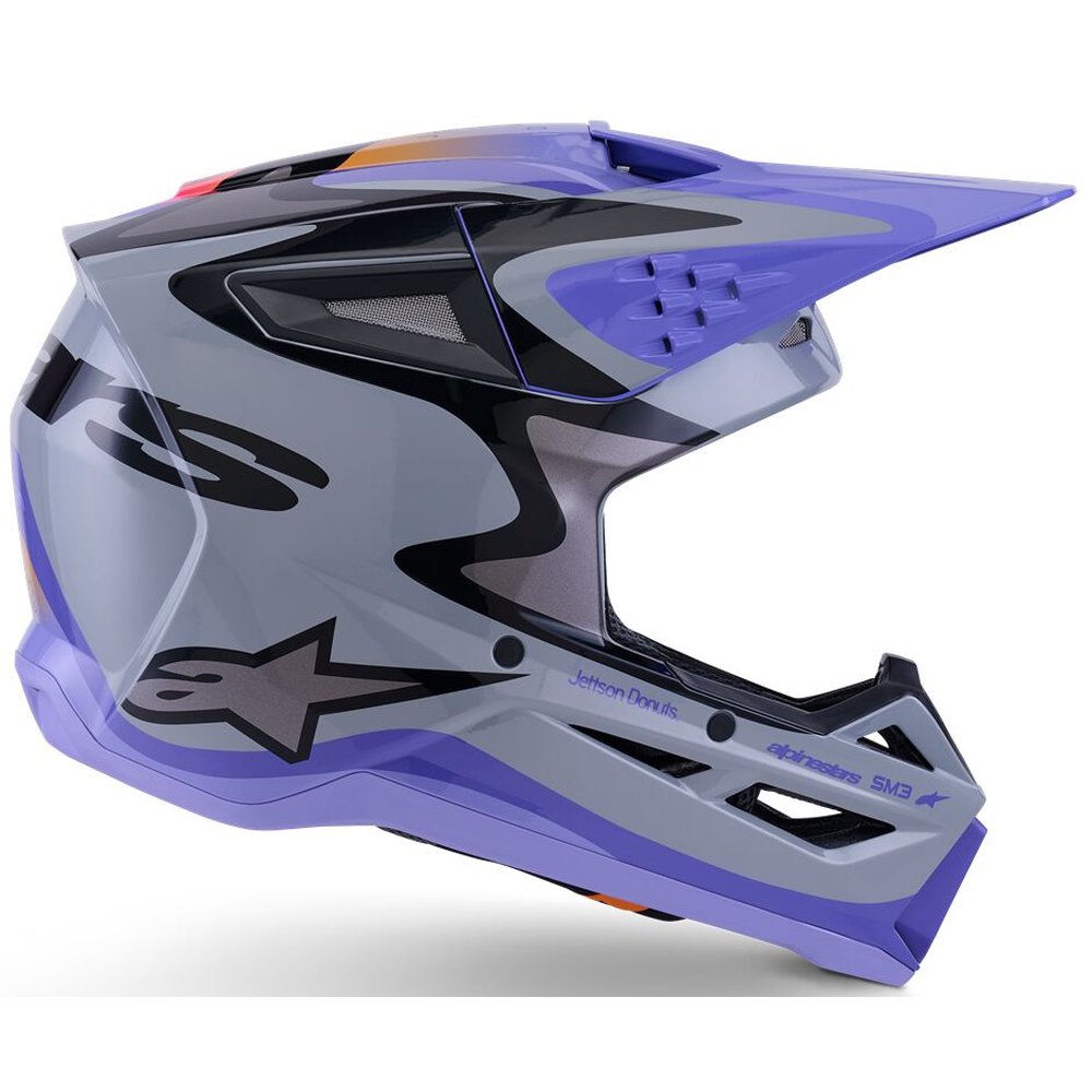 ALPINESTARS Supertech M3 Youth Kinder Motocross Helm Jettson grau/lila/schwarz gelb