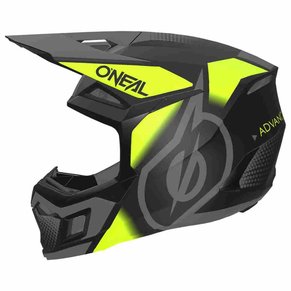 ONEAL 3SRS Vision Motocross Helm schwarz neon gelb grau