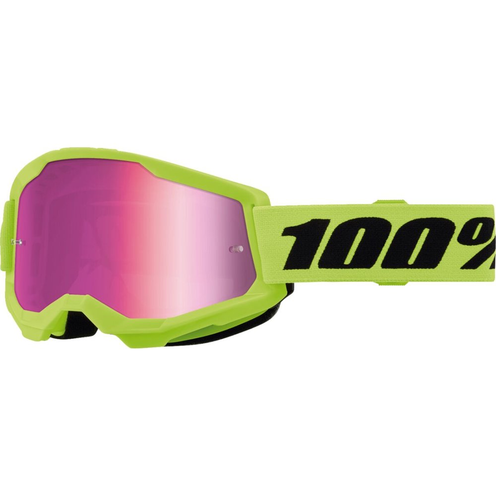 100% Strata 2 Kinder neon gelb Brille pink verspiegelt