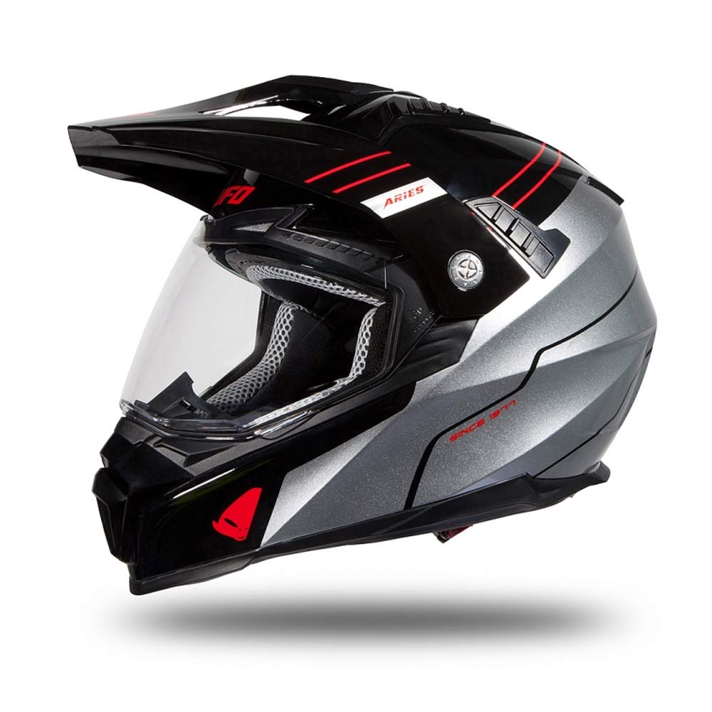 UFO Aries Adventure Helm schwarz grau glossy