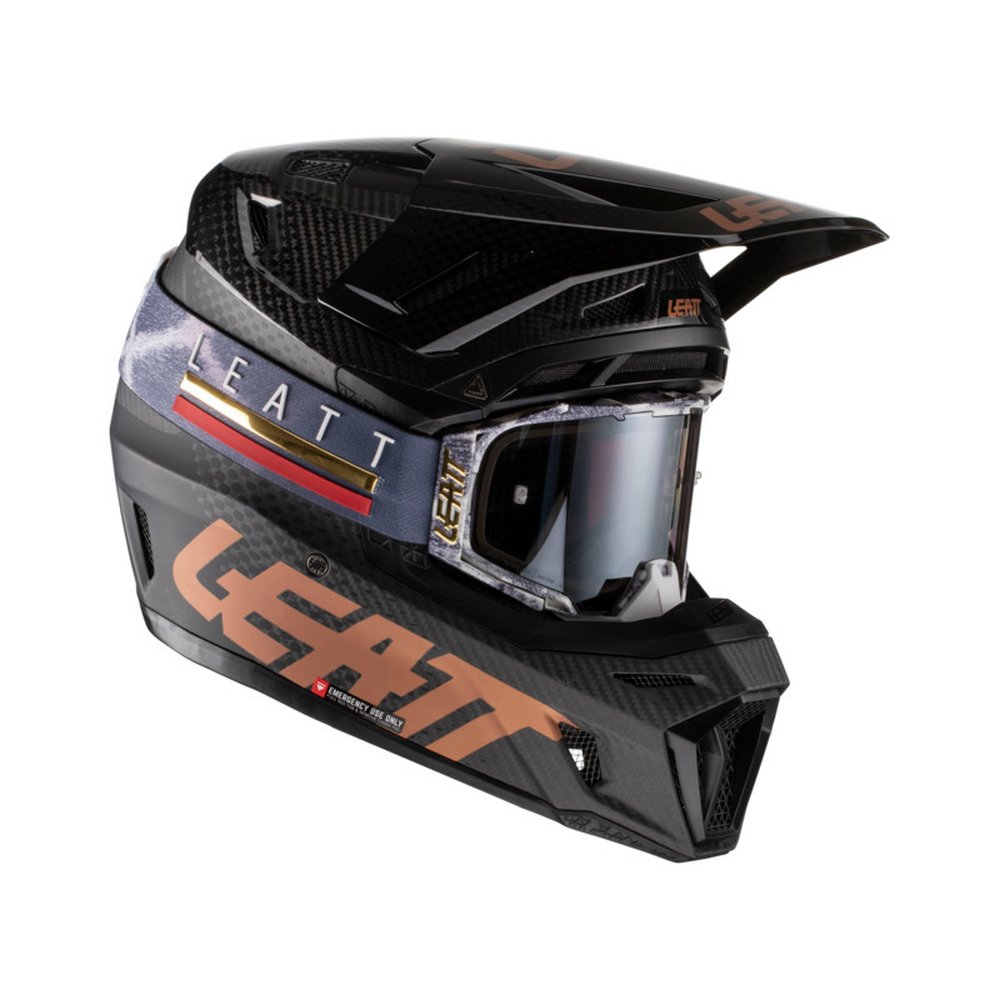 LEATT 9.5 V22 carbon Motocross Helm + Brille schwarz