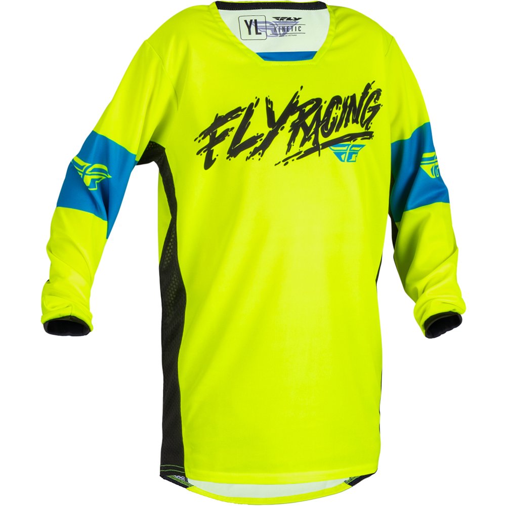 FLY Kinetic Khaos Kinder MX MTB Jersey schwraz gelb cyan