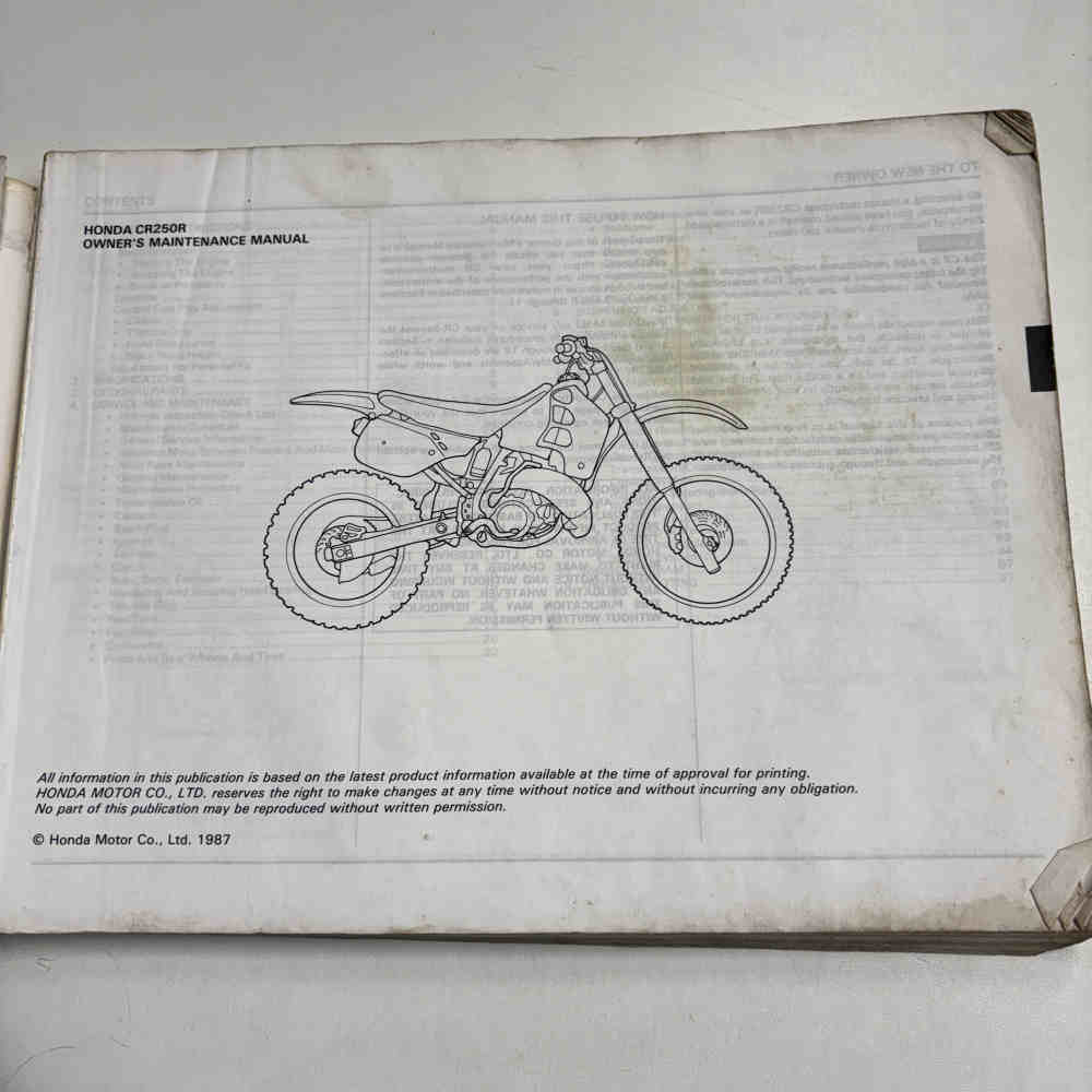 HONDA CR 250 R 1988 36KS7810 00X36-KS7-8100 Motorrad-Handbuch gebraucht