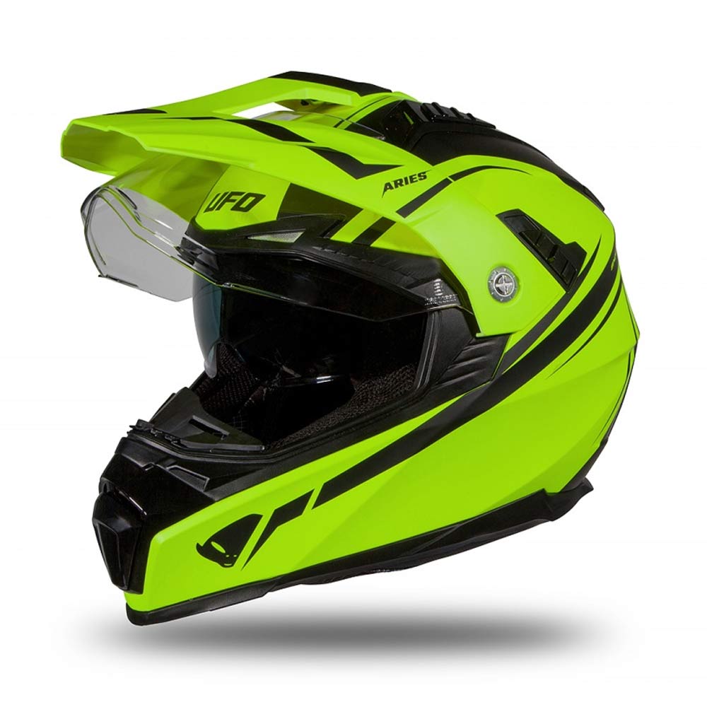 UFO Aries Adventure Helm schwarz neon gelb matt UFO Aries Adventure Helm schwarz neon gelb matt