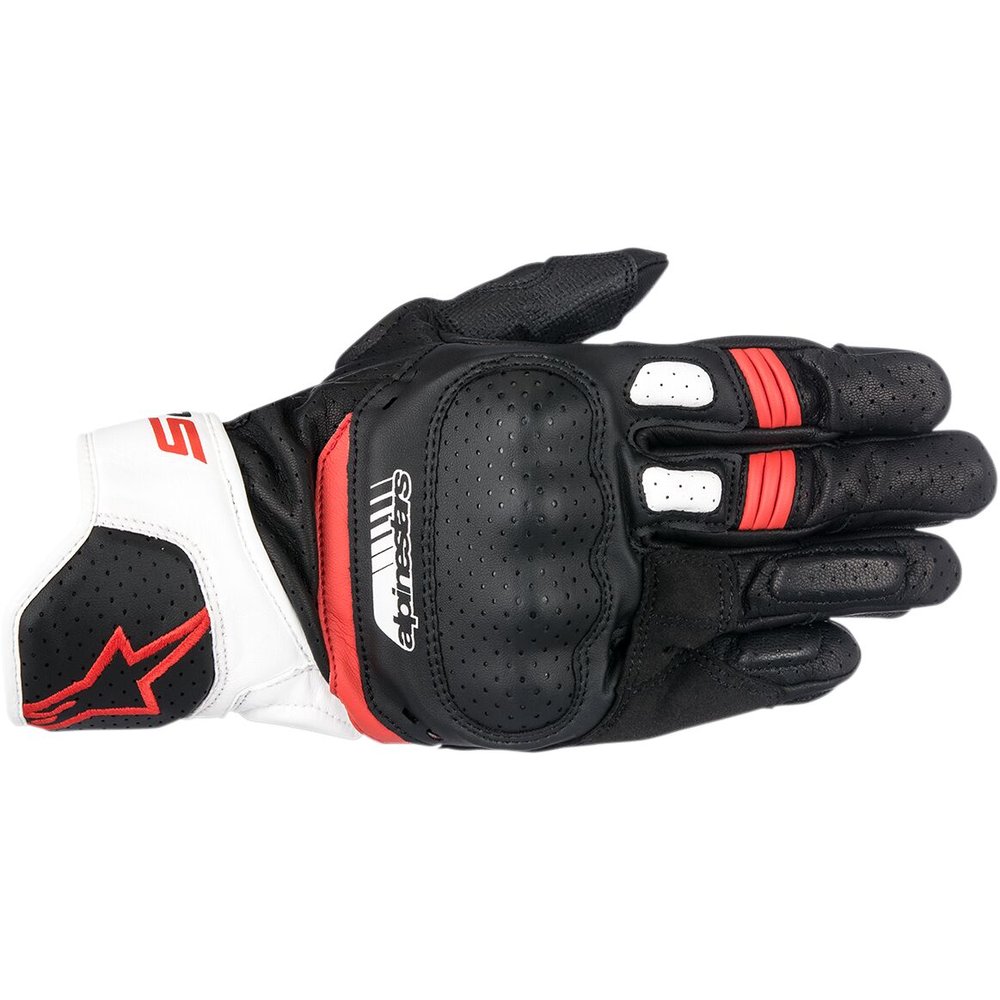 ALPINESTARS SP-5 Motorrad Leder-Handschuhe schwarz weiss rot ALPINESTARS SP-5 Motorrad Leder-Handschuhe schwarz weiss rot