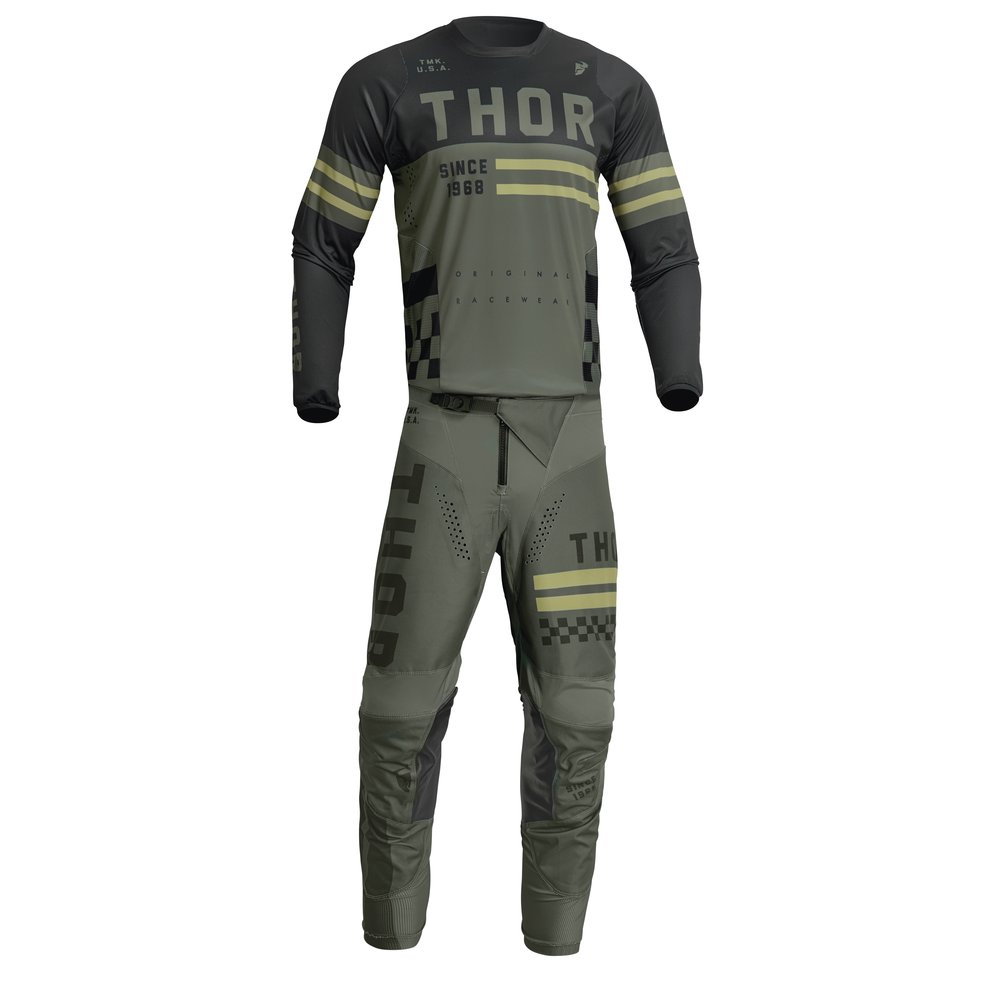 THOR Pulse Combat Kinder MX MTB Jersey army grün