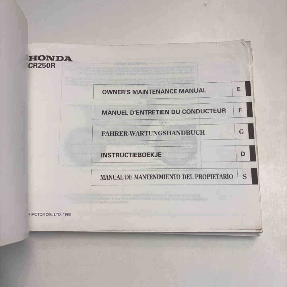 HONDA CR 250 R 1994 69KZ3600 00X69-KZ3-6000 Motorrad-Handbuch gebraucht