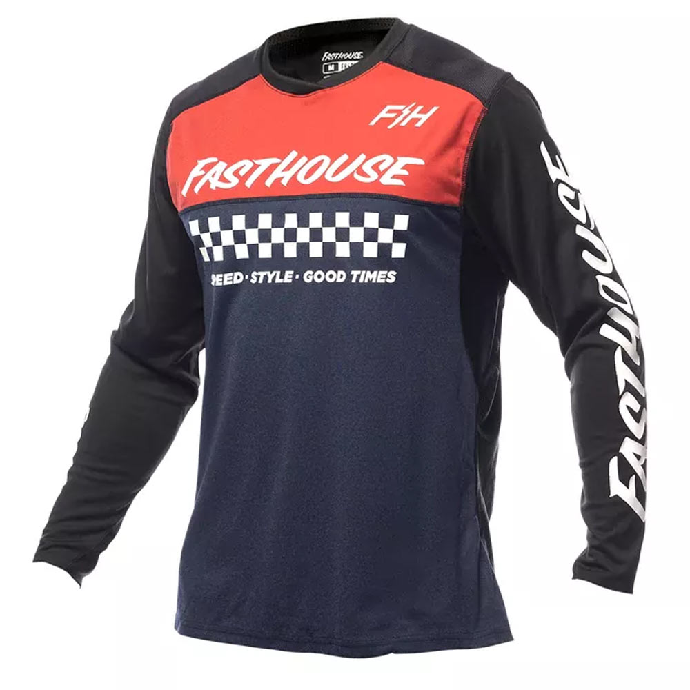 FASTHOUSE Mesa langärmliges MTB Jersey heather rot navy