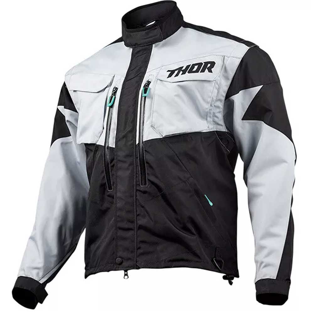 THOR Terrain Motocross Enduro Jacke hell grau schwarz THOR Terrain Motocross Enduro Jacke hell grau schwarz