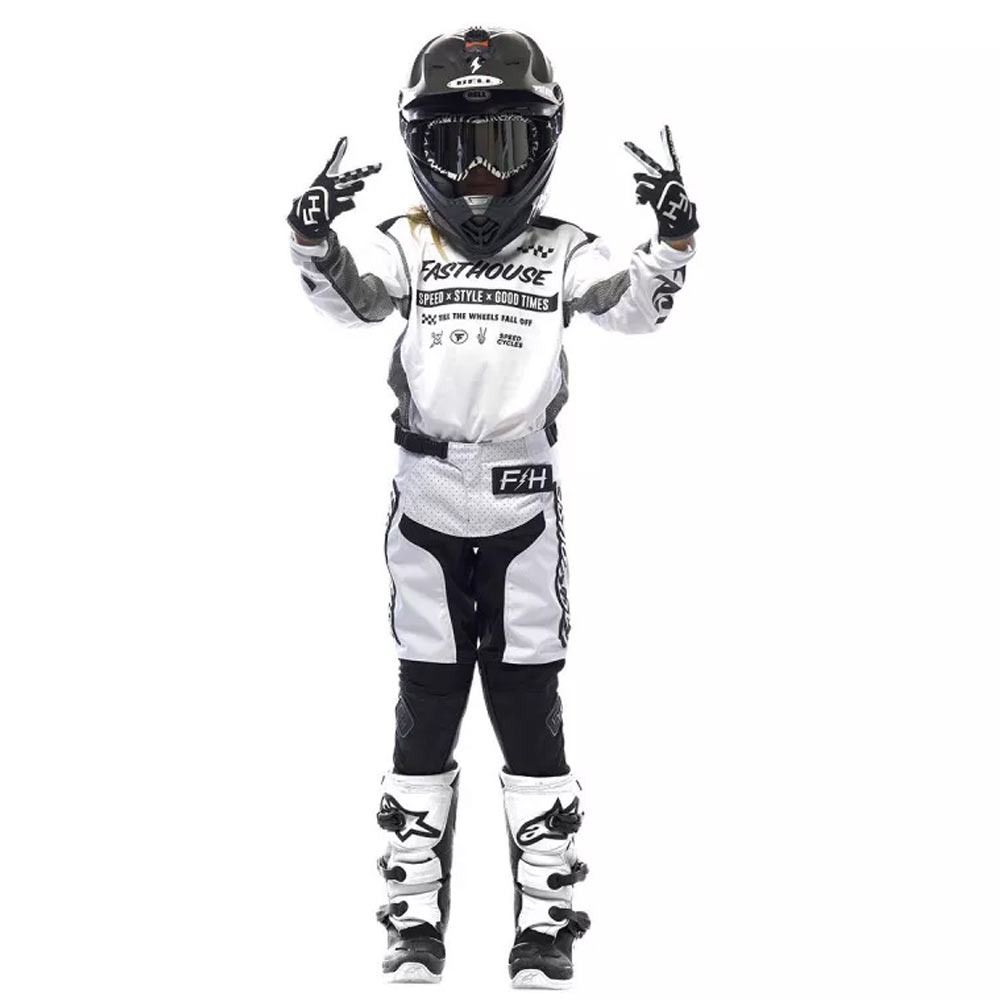 FASTHOUSE Grindhouse Kinder Motocross Hose weiss schwarz