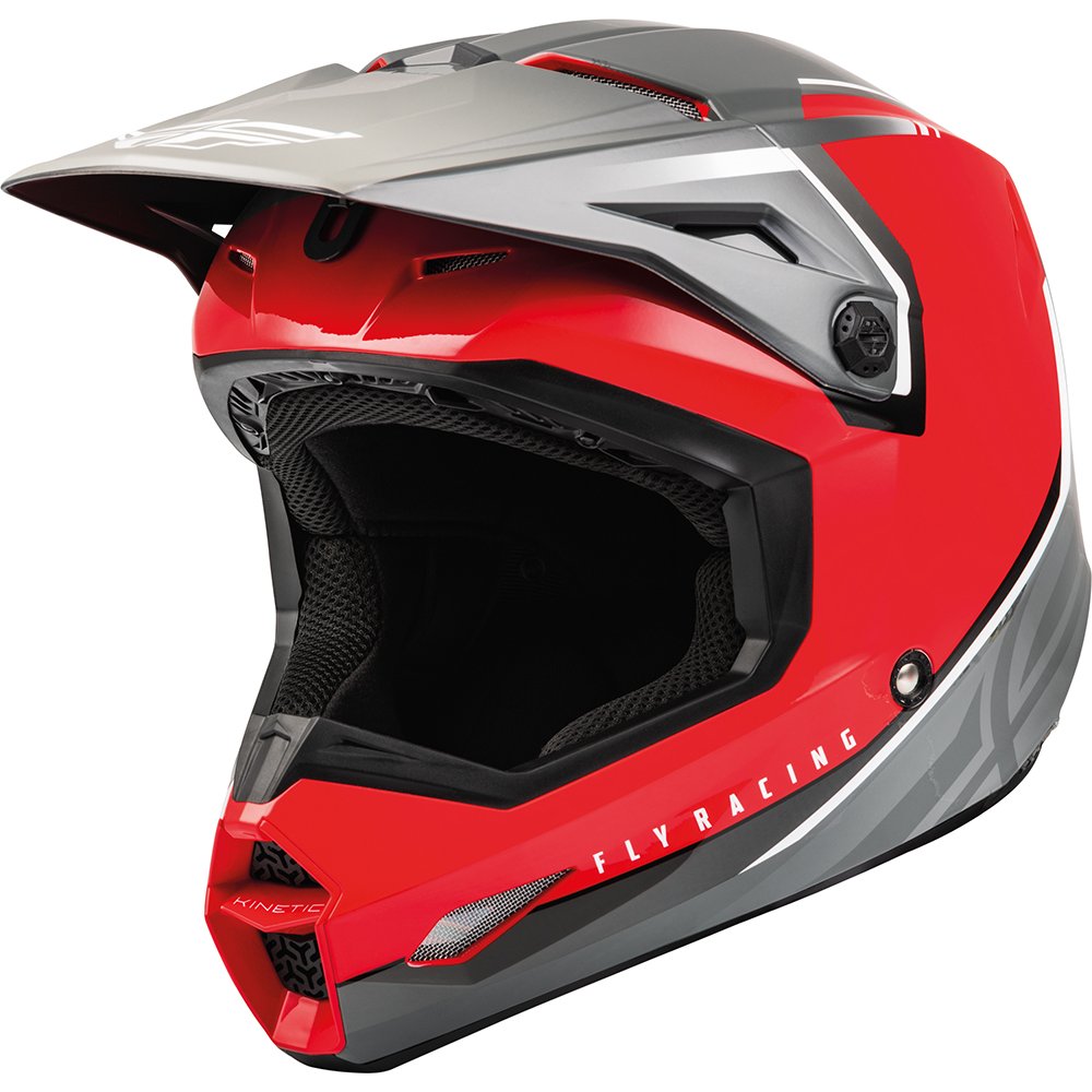 FLY Kinetic Vision Kinder Motocross Helm rot grau