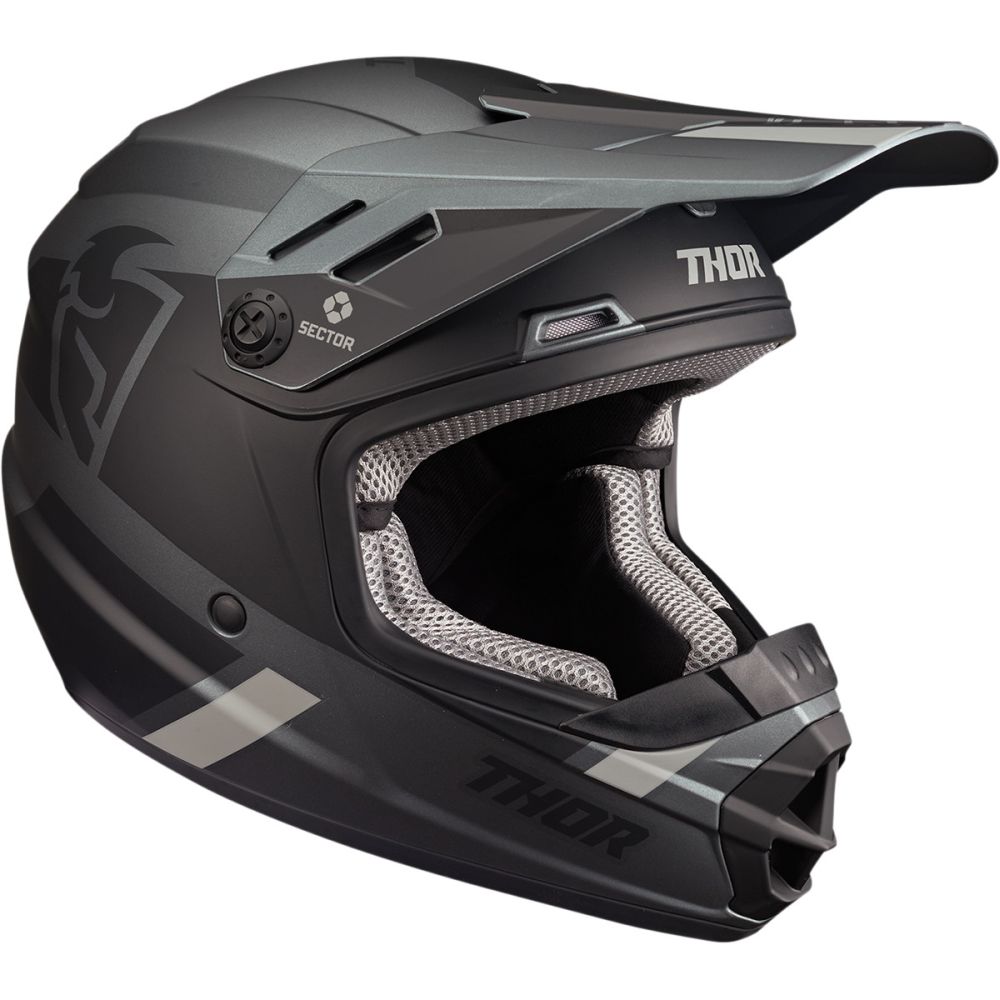 THOR Sector Racer Youth Kinder Motocross Helm grau schwarz