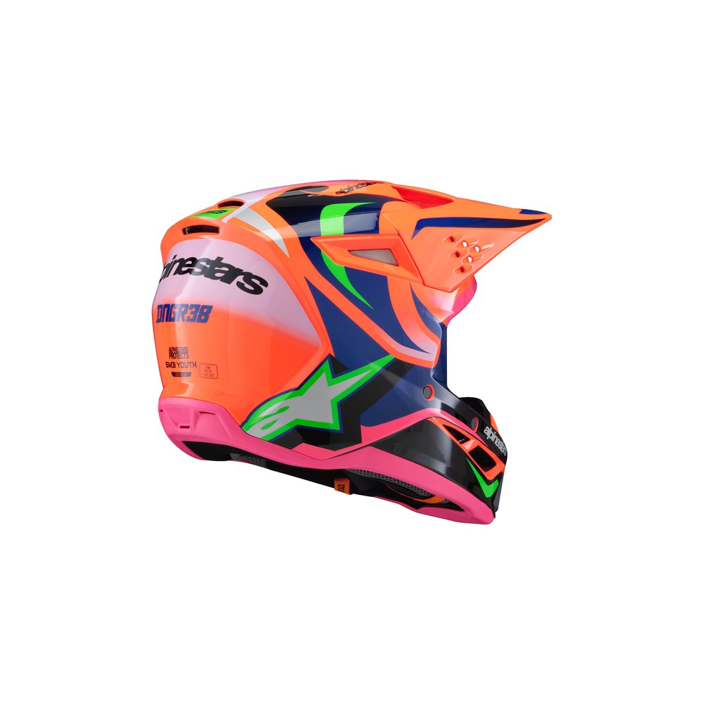 ALPINESTARS Supertech M3 Deegan Youth Monster Kinder Motocross Helm orange lila pink ALPINESTARS Supertech M3 Deegan Youth Monster Kinder Motocross Helm orange lila pink