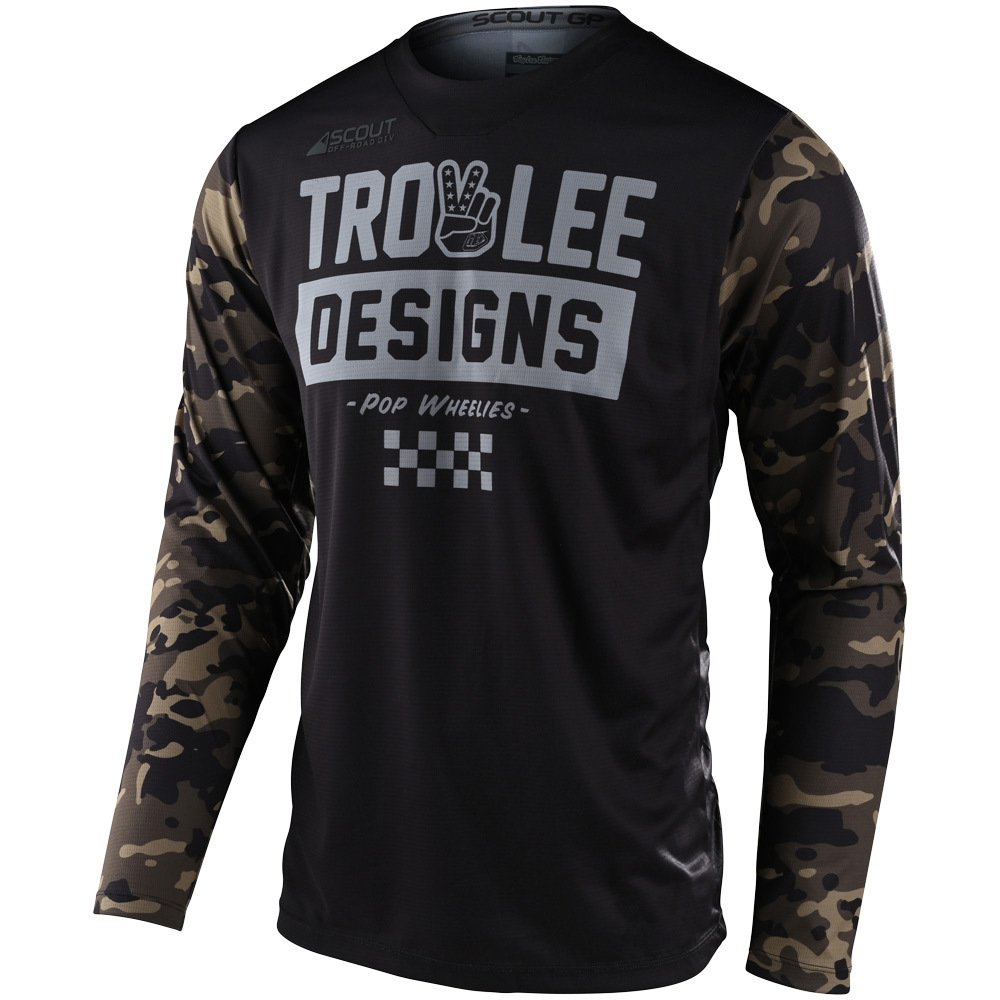 TROY LEE DESIGNS GP Scout Peace & Wheelies Jersey camo grün TROY LEE DESIGNS GP Scout Peace & Wheelies Jersey camo grün