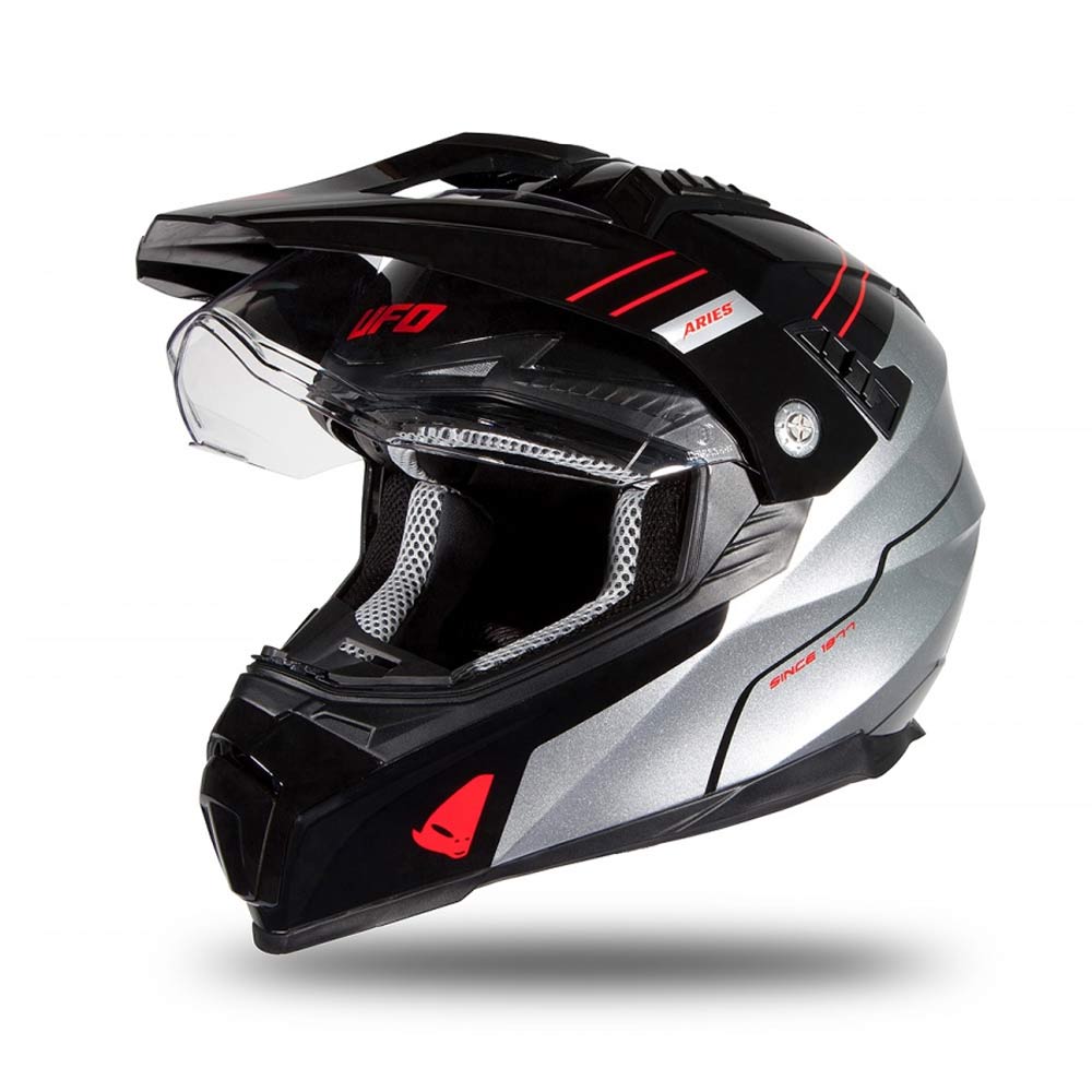 UFO Aries Adventure Helm schwarz grau glossy