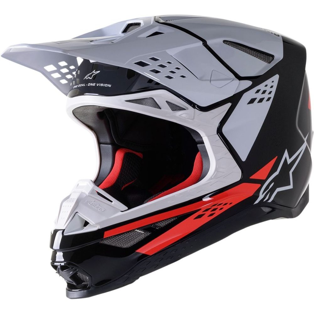 ALPINESTARS SM8 Motocross Helm Fact schwarz weiss rot