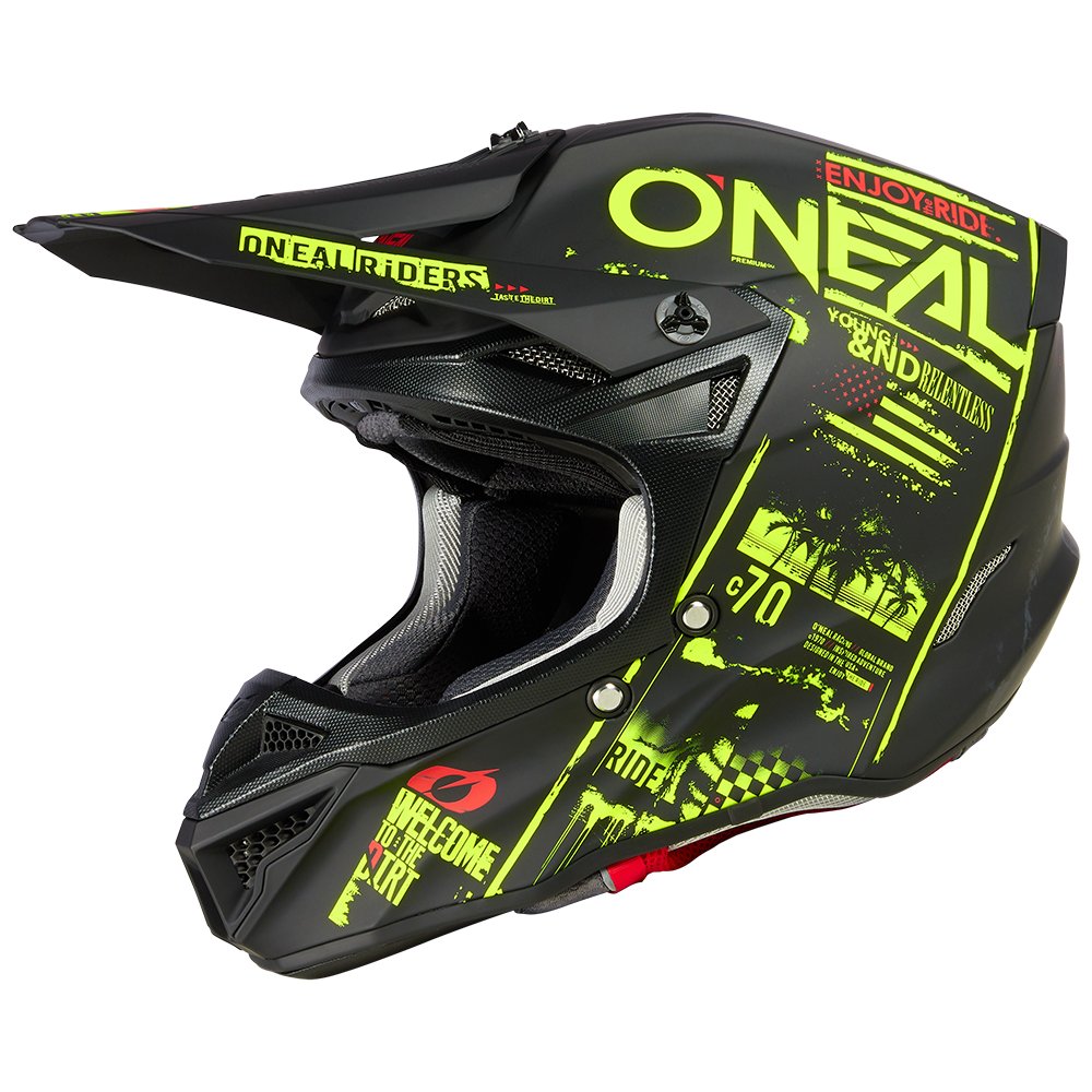 ONEAL 5 SRS Polyacrylite Motocross Helm Attack V.23 schwarz neon gelb
