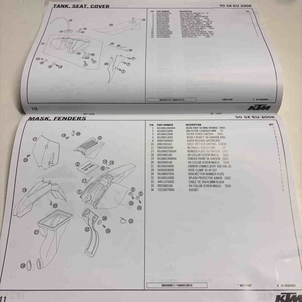 KTM SX 50 EU 2008 3CF6003H4EN Ersatzteil-Katalog gebraucht